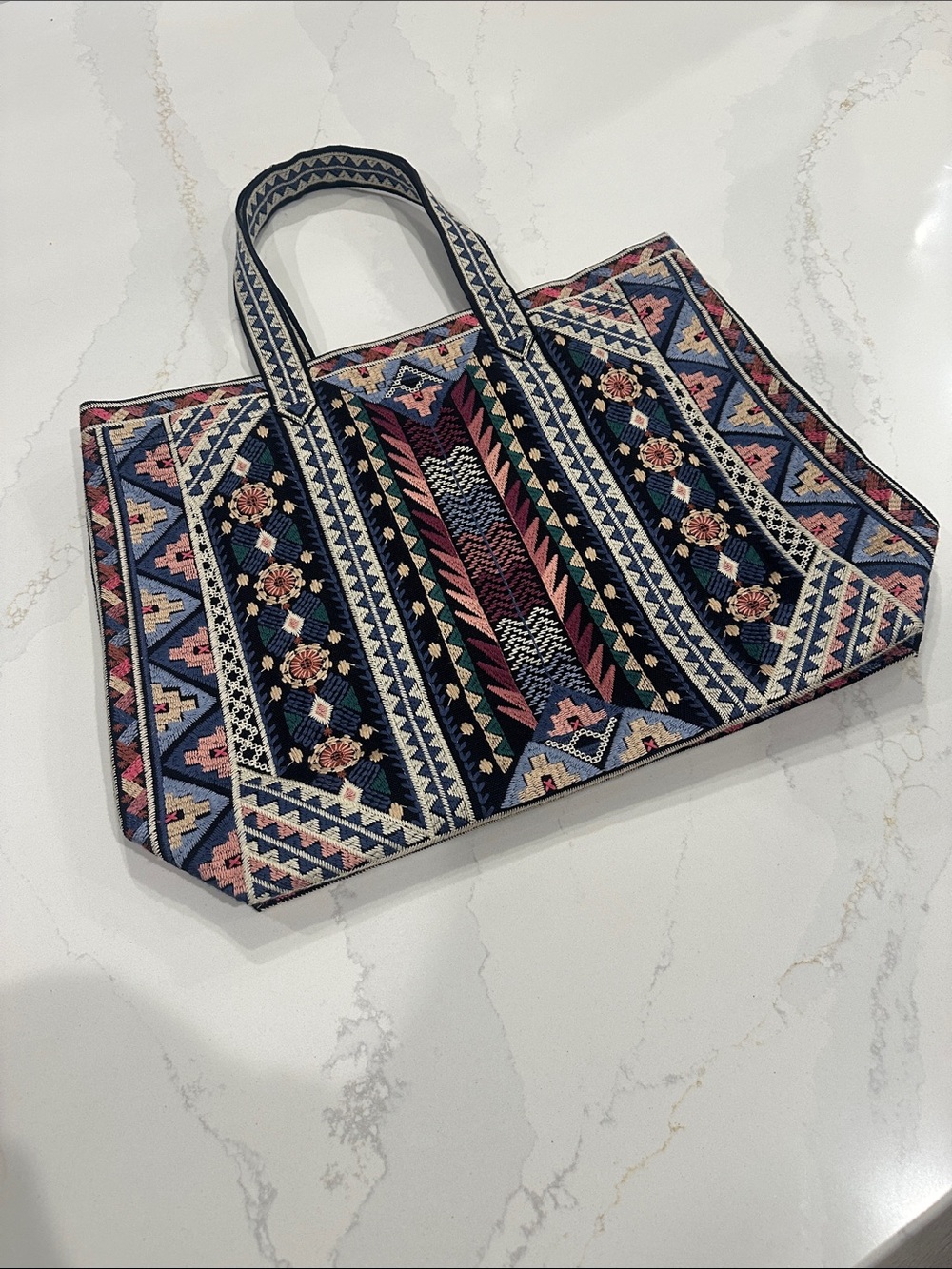 Johnny Was Los Angeles Embroidered Boho Tote Bag No Pom Pom included